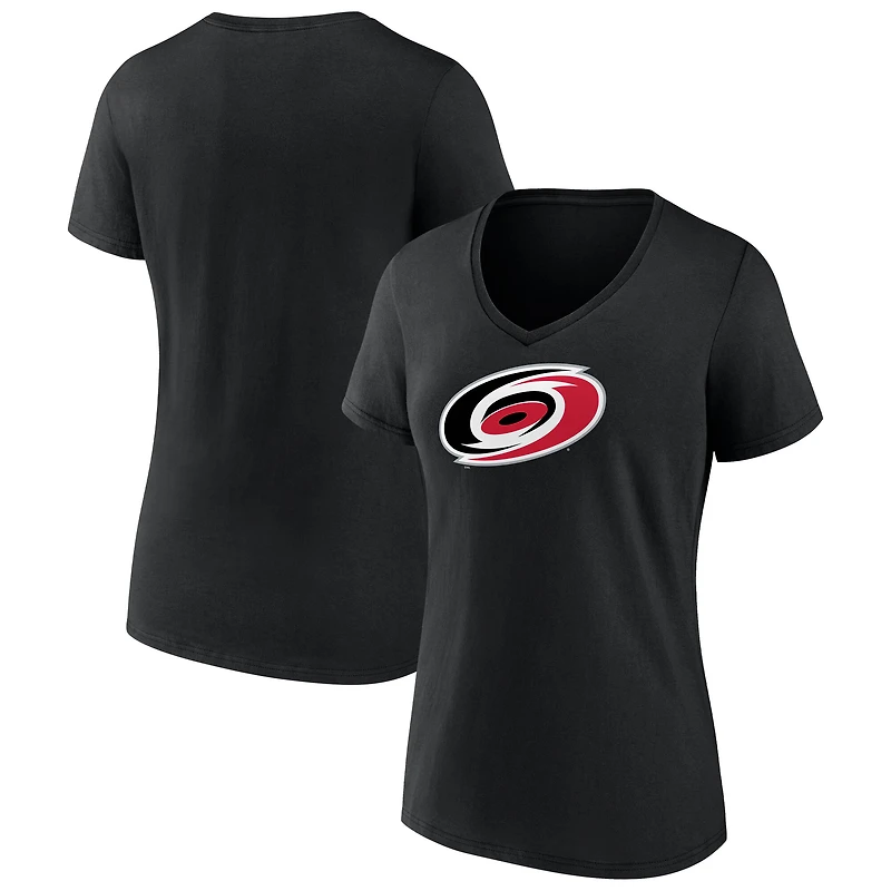 Women's Black Carolina Hurricanes Primary Logo V-Neck T-Shirt