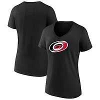 Women's  Black Carolina Hurricanes Primary Logo V-Neck T-Shirt