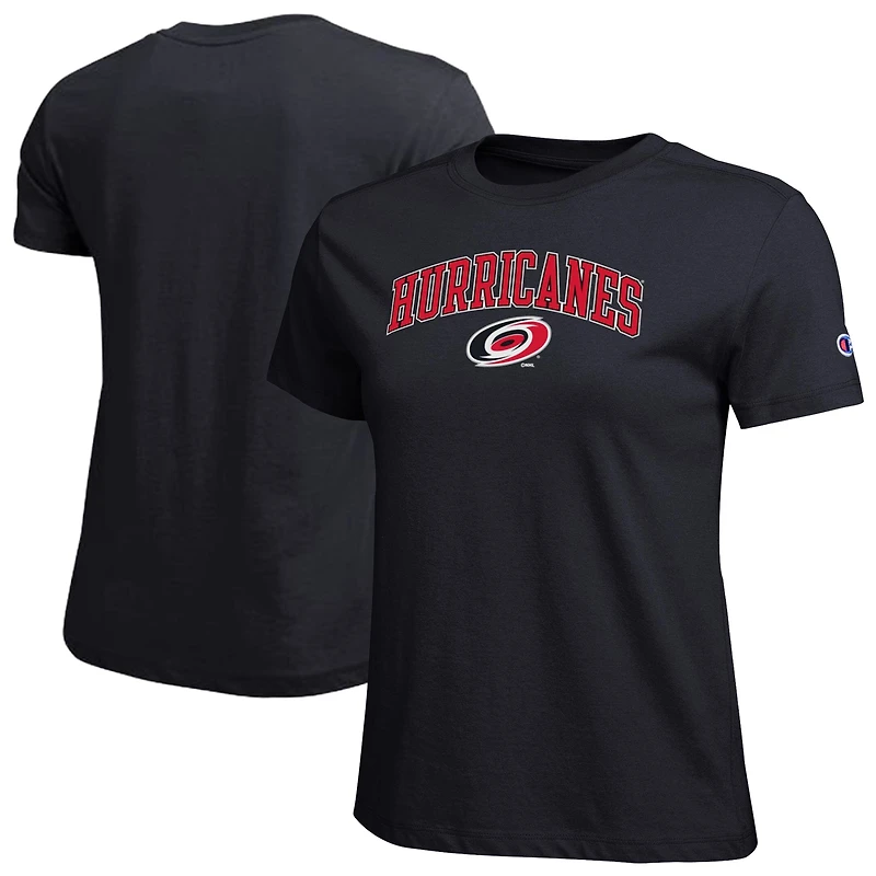 Women's Champion  Black Carolina Hurricanes Arch Mascot Logo T-Shirt