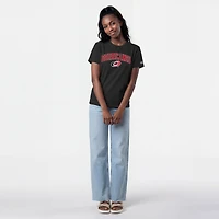 T-shirt noir Champion pour femmes avec logo mascotte des Hurricanes de la Caroline