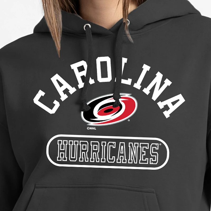 Women's Champion  Black Carolina Hurricanes Arched Pill Box Hoodie