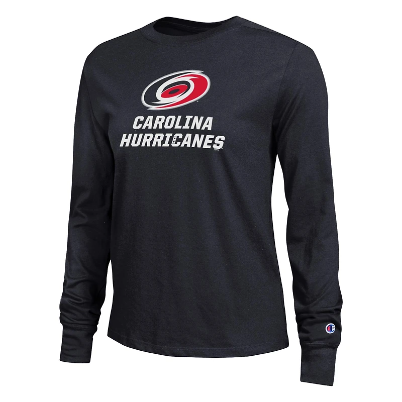 Women's Champion  Black Carolina Hurricanes Wordmark Lockup Long Sleeve T-Shirt