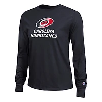 Women's Champion  Black Carolina Hurricanes Wordmark Lockup Long Sleeve T-Shirt