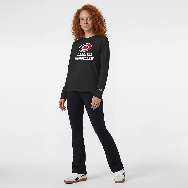 Women's Champion Black Carolina Hurricanes Wordmark Lockup Long Sleeve T-Shirt