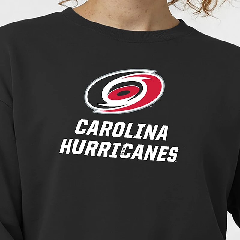 Women's Champion Black Carolina Hurricanes Wordmark Lockup Powerblend Sweatshirt