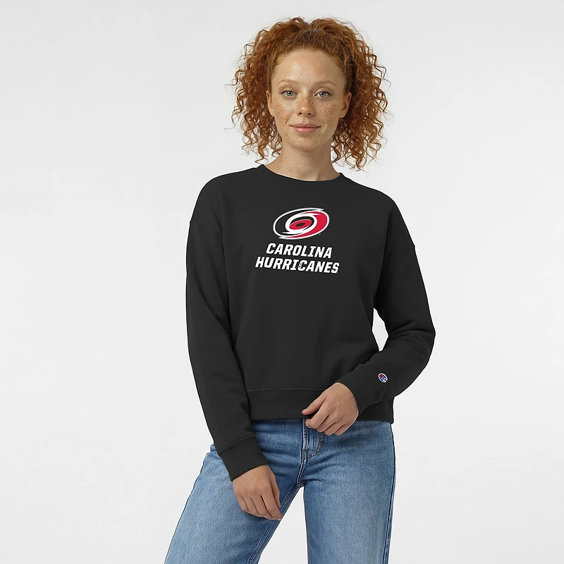 Women's Champion Black Carolina Hurricanes Wordmark Lockup Powerblend Sweatshirt