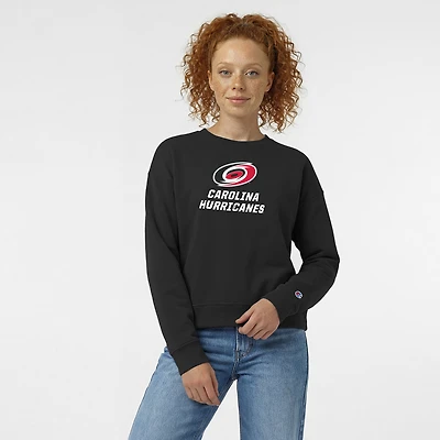 Women's Champion  Black Carolina Hurricanes Wordmark Lockup Powerblend Sweatshirt