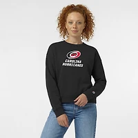 Women's Champion  Black Carolina Hurricanes Wordmark Lockup Powerblend Sweatshirt