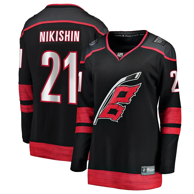 Women's Fanatics Alexander Nikishin Black Carolina Hurricanes Home Breakaway Jersey