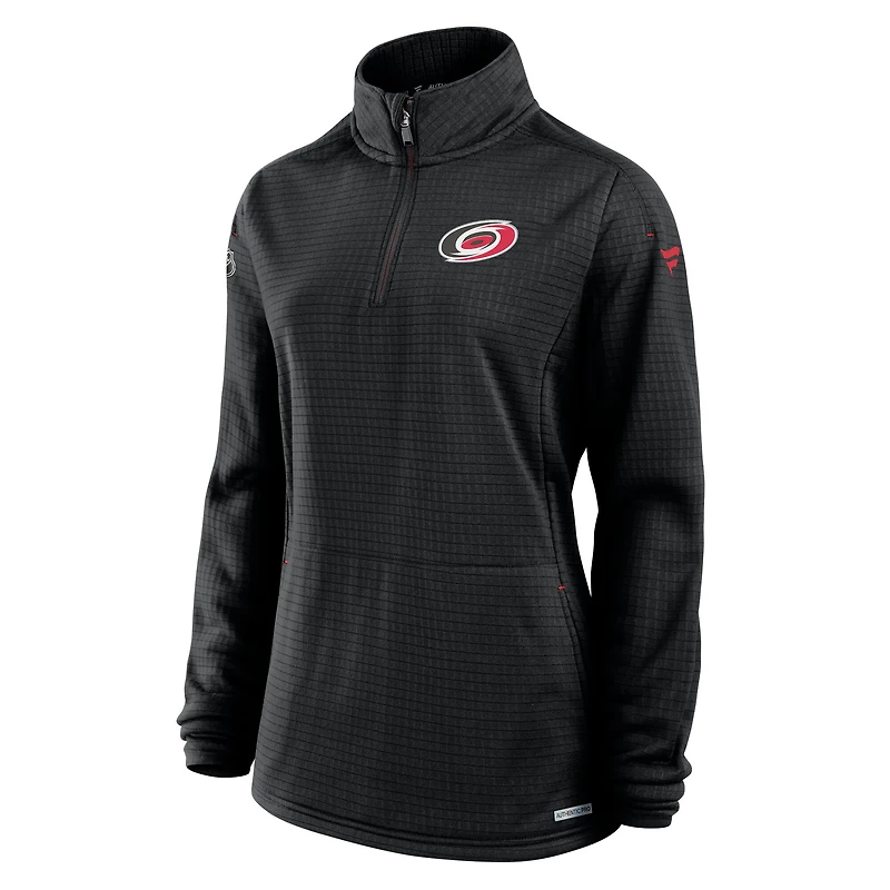 Women's Fanatics  Black Carolina Hurricanes Authentic Pro Rink Lightweight Quarter-Zip Pullover Sweatshirt