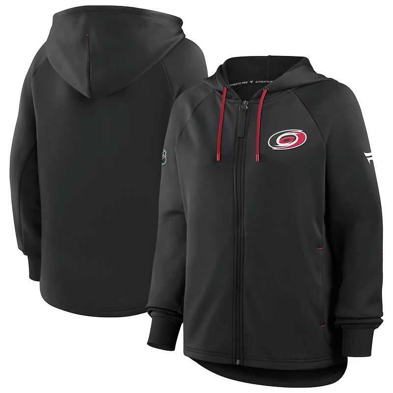 Women's Fanatics Black Carolina Hurricanes Authentic Pro Rink Raglan Full-Zip Hoodie