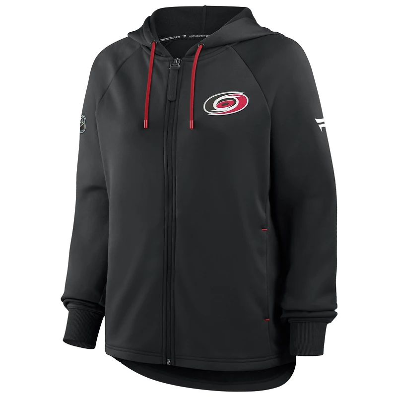 Sweat à capuche entièrement zippé Authentic Pro Rink Raglan des Carolina Hurricanes pour femmes Fanatics Black