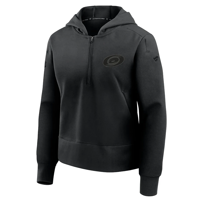Sweat à capuche zippé quart de zip Authentic Pro Road Tri-Blend pour femme Fanatics Black Carolina Hurricanes