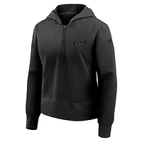 Sweat à capuche zippé quart de zip Authentic Pro Road Tri-Blend pour femme Fanatics Black Carolina Hurricanes