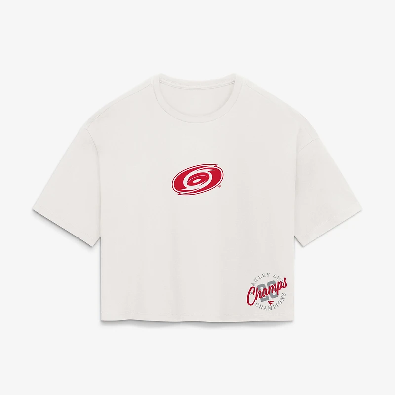 Women's Fanatics Cream Carolina Hurricanes 2026 Stanley Cup Champions Cropped Top