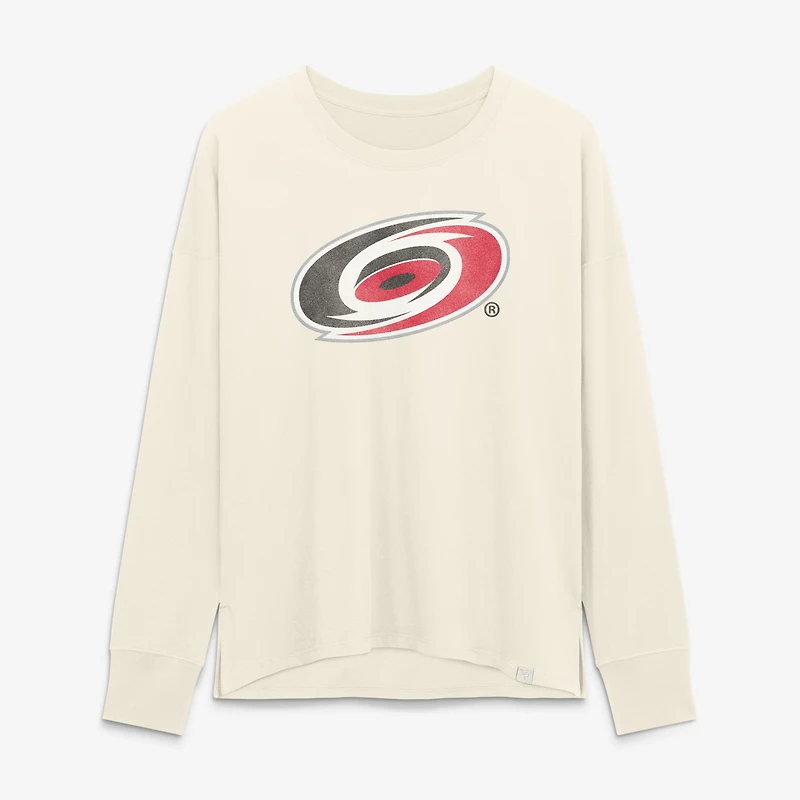 Women's Fanatics Cream Carolina Hurricanes Distressed Logo Long Sleeve T-Shirt