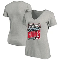Women's Fanatics Heather Gray Carolina Hurricanes 2026 Stanley Cup Champions Plus Locker Room V-Neck T-Shirt