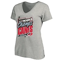 Women's Fanatics Heather Gray Carolina Hurricanes 2026 Stanley Cup Champions Plus Locker Room V-Neck T-Shirt