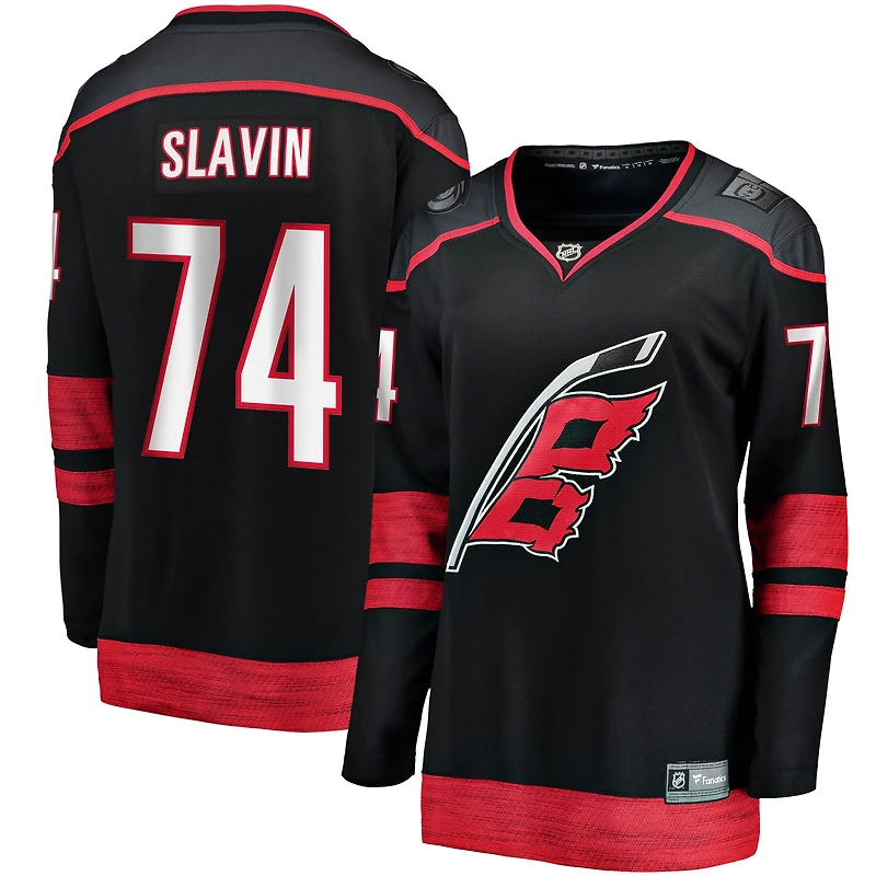 Maillot domicile Breakaway noir de Jaccob Slavin, Hurricanes la Caroline, pour femmes (Fanatics)