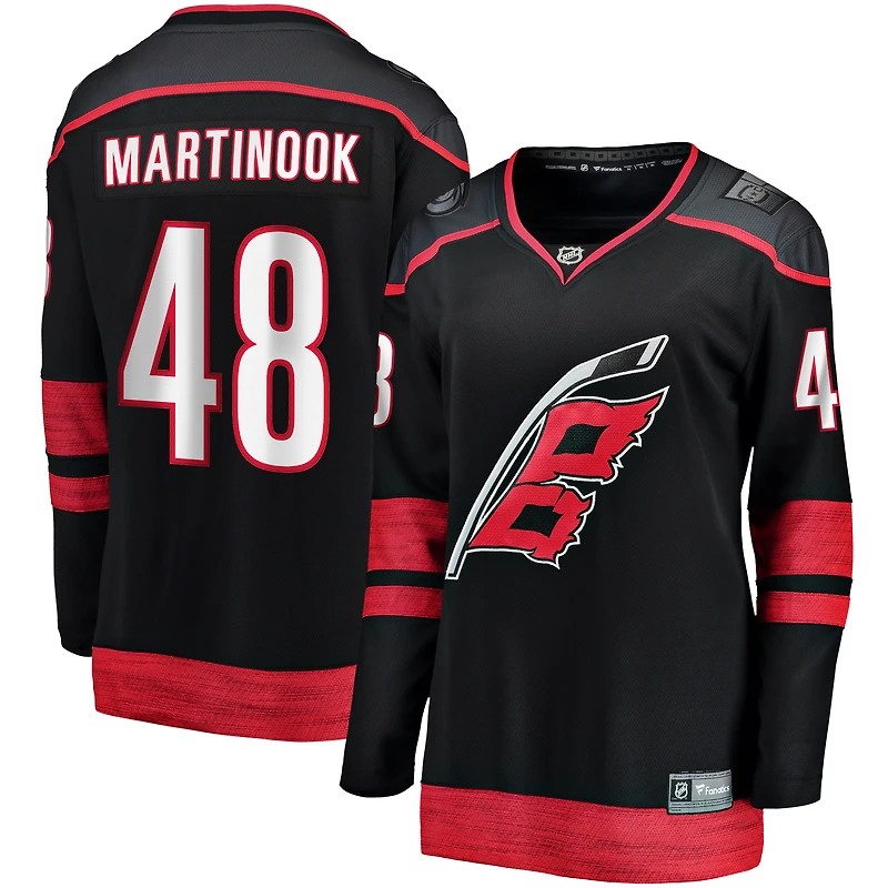 Fanatics Jordan Martinook pour femmes, maillot de joueur échappé à domicile des Hurricanes la Caroline, noir