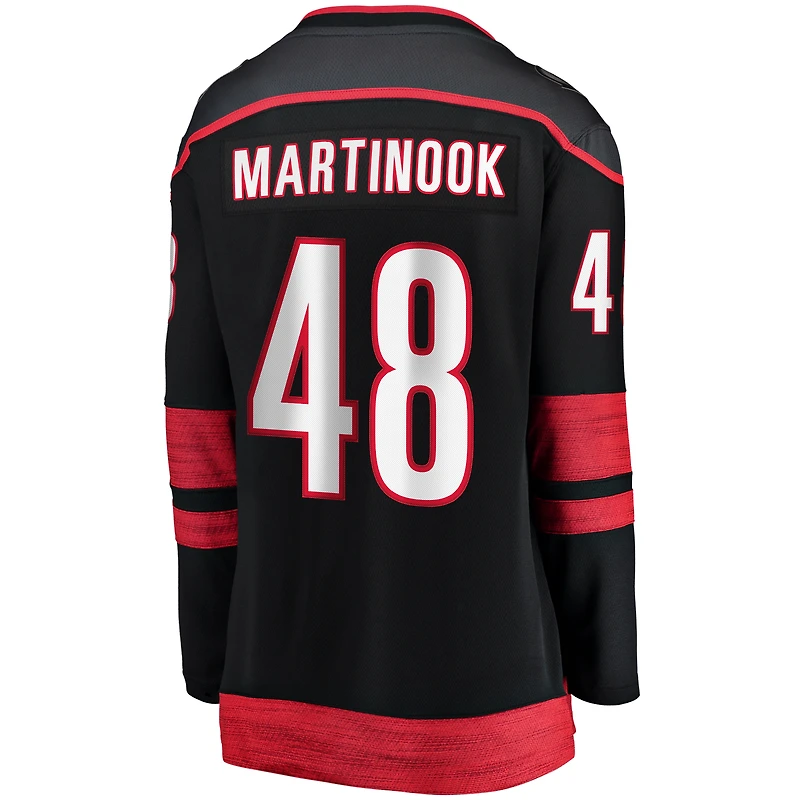 Fanatics Jordan Martinook pour femmes, maillot de joueur échappé à domicile des Hurricanes la Caroline, noir
