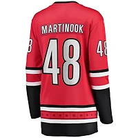 Fanatics Jordan Martinook pour femmes, maillot de joueur alternatif des Hurricanes la Caroline, rouge