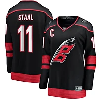 Fanatics Jordan Staal pour femmes, noir, Carolina Hurricanes, maillot de joueur échappé avec écusson capitaine