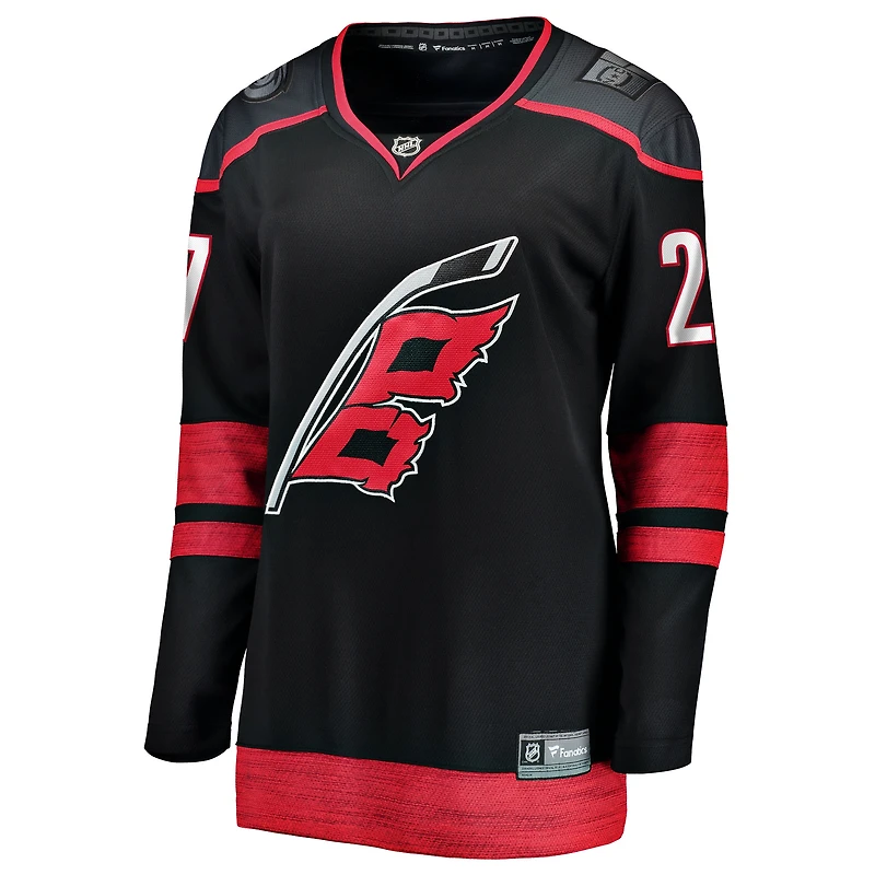 Maillot noir de Nikolaj Ehlers pour femmes, équipe nationale des Hurricanes la Caroline, à domicile