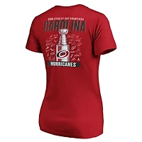 Women's Fanatics Red Carolina Hurricanes 2026 Stanley Cup Champions Plus Signature Roster V-Neck T-Shirt