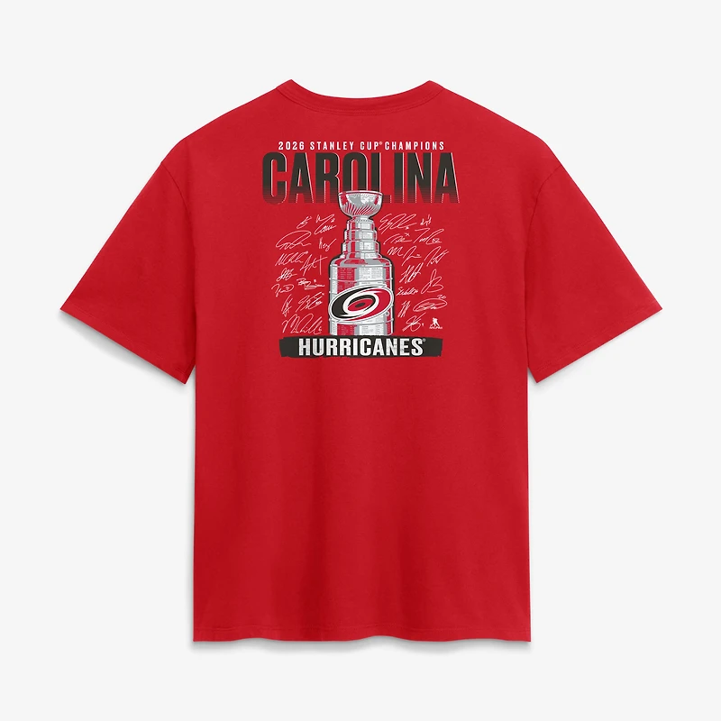 Women's Fanatics Red Carolina Hurricanes 2026 Stanley Cup Champions Signature Roster T-Shirt