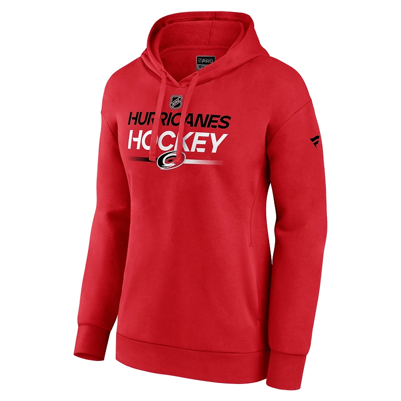 Women's Fanatics Red Carolina Hurricanes Authentic Pro Primary Logo Pullover Hoodie