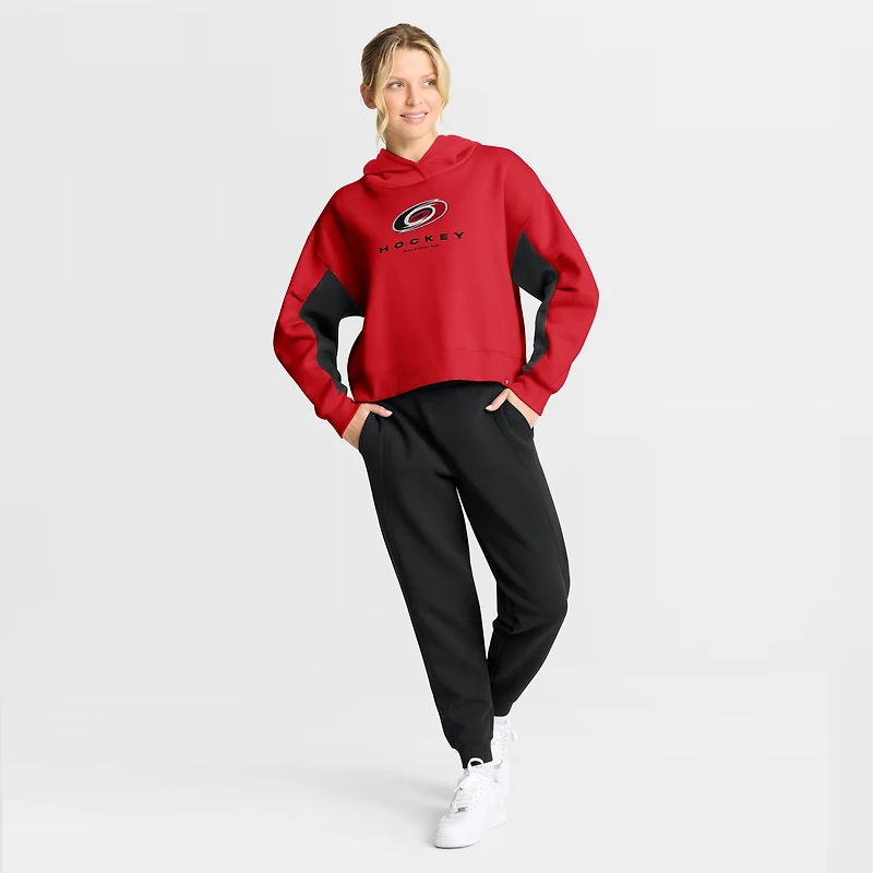 Sweat à capuche carré rouge carreaux arrière pour femmes Fanatics Carolina Hurricanes