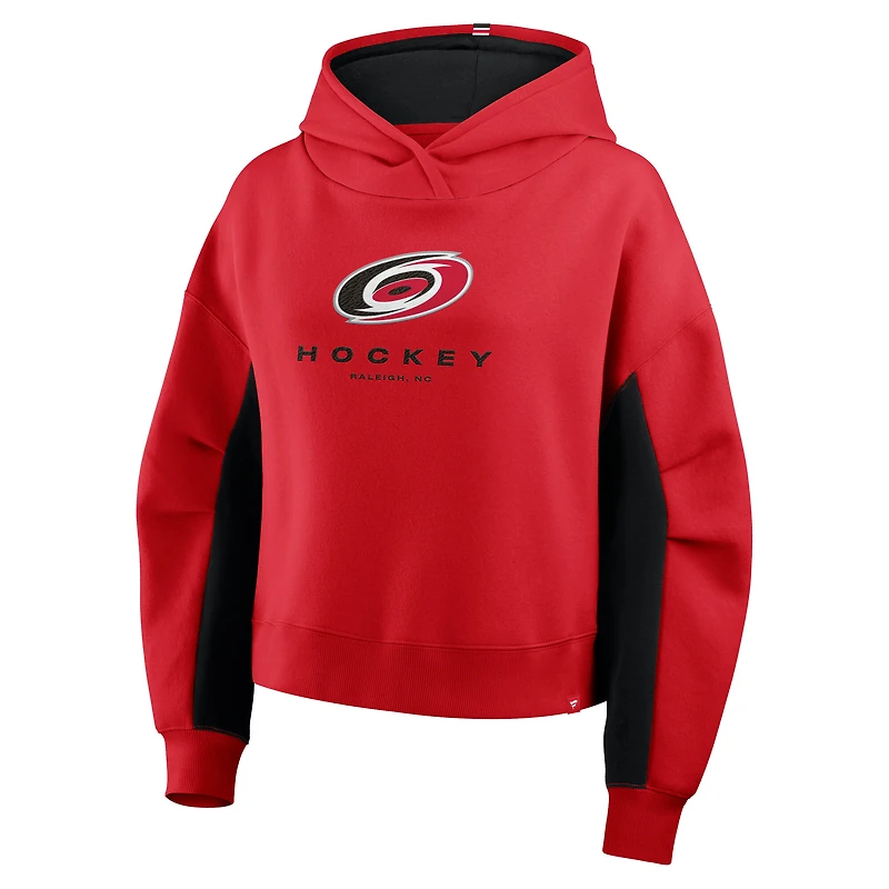Sweat à capuche carré rouge carreaux arrière pour femmes Fanatics Carolina Hurricanes