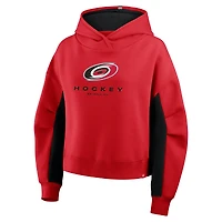 Sweat à capuche carré rouge carreaux arrière pour femmes Fanatics Carolina Hurricanes