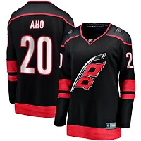 Maillot de joueur échappé à domicile des Hurricanes la Caroline Fanatics Sebastian Aho pour femmes, noir