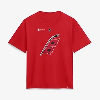 T-shirt authentique Fanatics pour femmes, Sebastian Aho, des Hurricanes de la Caroline, champions Coupe Stanley 2026. Nom et numéro superposés.