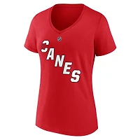 Fanatics pour femmes Sebastian Aho Red Carolina Hurricanes Special Edition 2.0 Nom et numéro T-shirt à col en V