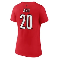 Fanatics pour femmes Sebastian Aho Red Carolina Hurricanes Special Edition 2.0 Nom et numéro T-shirt à col en V