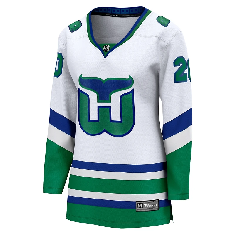 Fanatics pour femmes Sebastian Aho Blanc Carolina Hurricanes Whalers Premier Breakaway Maillot