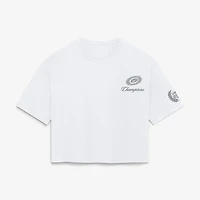 Haut court blanc Fanatics pour femmes, Carolina Hurricanes, champions de la Coupe Stanley 2026, USA 250