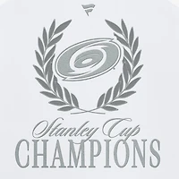 Haut court blanc Fanatics pour femmes, Carolina Hurricanes, champions de la Coupe Stanley 2026, USA 250