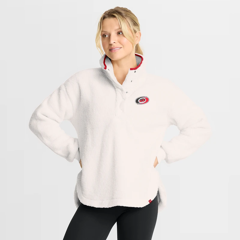 Pull à demi-boutons-pression en sherpa Rush des Hurricanes de la Caroline, blanc, marque Fanatics, pour femme