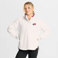 Pull à demi-boutons-pression en sherpa Rush des Hurricanes de la Caroline, blanc, marque Fanatics, pour femme
