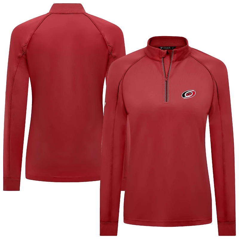 Women's Levelwear Red Carolina Hurricanes Kinetic Insignia Core Raglan Quarter-Zip Top