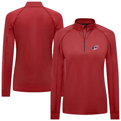 Women's Levelwear Red Carolina Hurricanes Kinetic Insignia Core Raglan Quarter-Zip Top