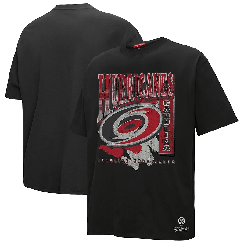 Women's Mitchell & Ness Black Carolina Hurricanes Choppy Ice Boyfriend T-Shirt