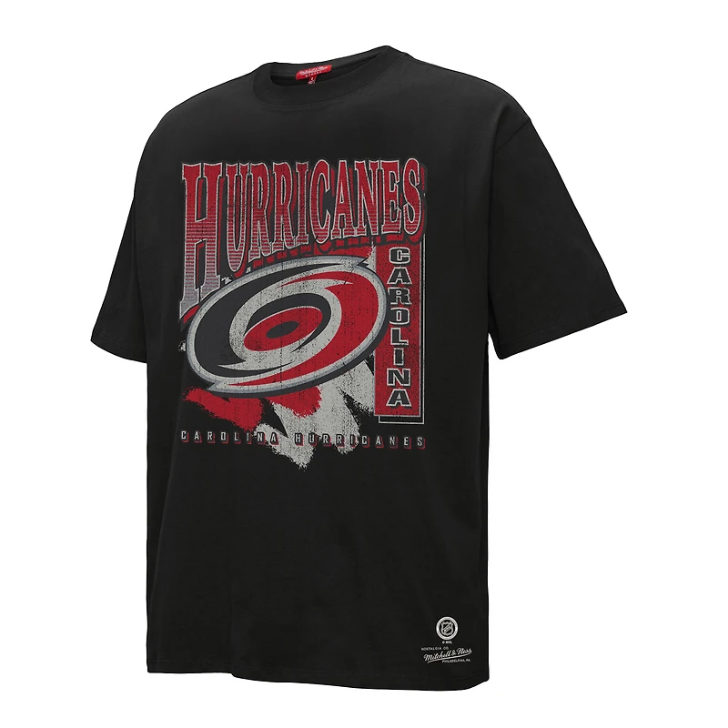 T-shirt noir Choppy Ice Boyfriend pour femme de Mitchell & Ness, Hurricanes la Caroline
