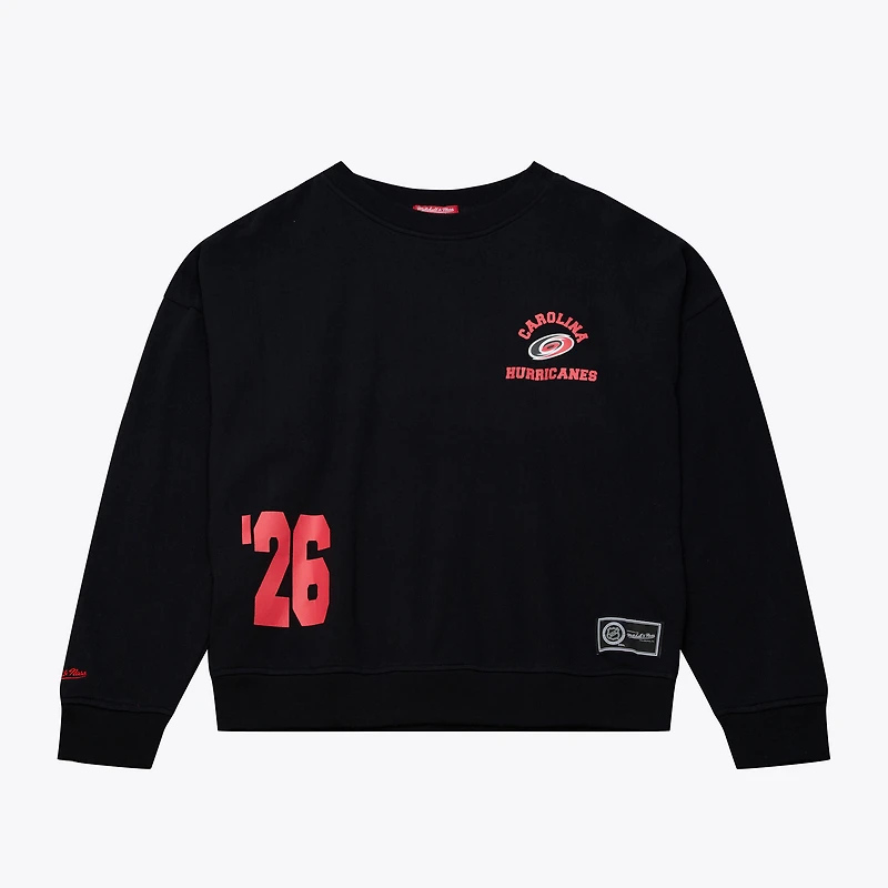 Women's Mitchell & Ness  Black Carolina Hurricanes Crewneck Sweatshirt