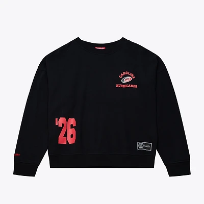 Women's Mitchell & Ness  Black Carolina Hurricanes Crewneck Sweatshirt