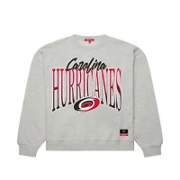 Women's Mitchell & Ness  Heather Gray Carolina Hurricanes Hockey Night Sweatshirt